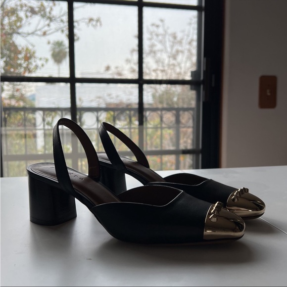 SANDRO PARIS NEW/ Black Slingback w/gold accent - Picture 6 of 6